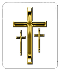 DF35 517 GD WT Gold 3 Crosses White Background
